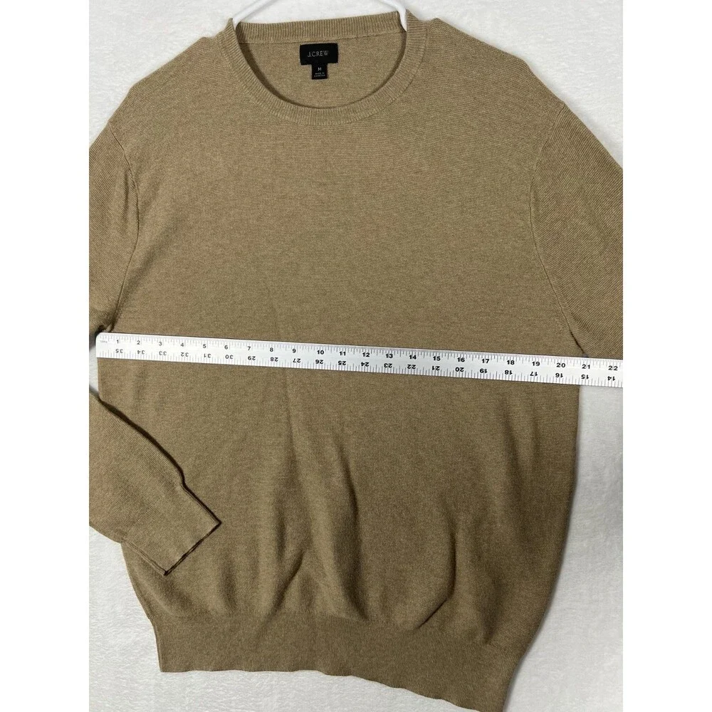 J.Crew Mens Crewneck Sweater Size M Camel Tan Heather Pullover Knit Long Sleeve